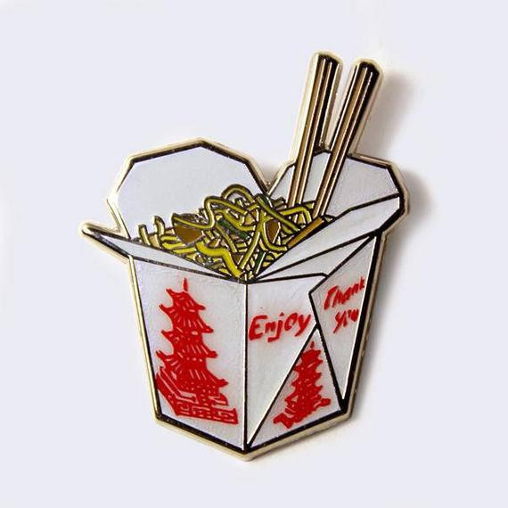 Food Pins
 Chinese Food Take Out Box Enamel Pin Glow in the Dark