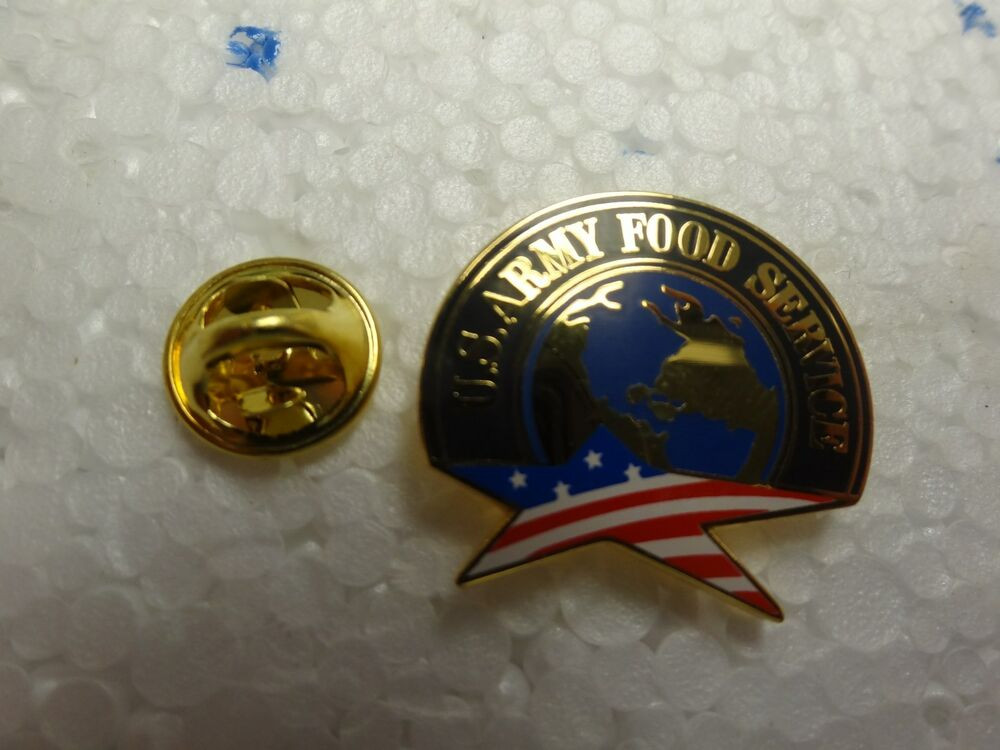 Food Pins
 INSIGNIA CREST HAT PIN US ARMY FOOD SERVICE WITH ONE