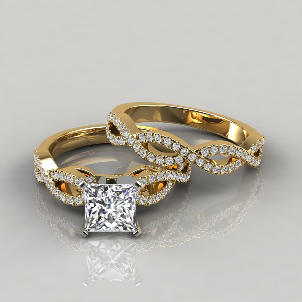 Forever Bride Wedding Rings
 Infinity Design Princess Cut Bridal Set Rings Forever
