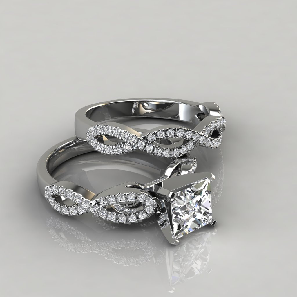 Forever Bride Wedding Rings
 Infinity Design Princess Cut Bridal Set Rings Forever