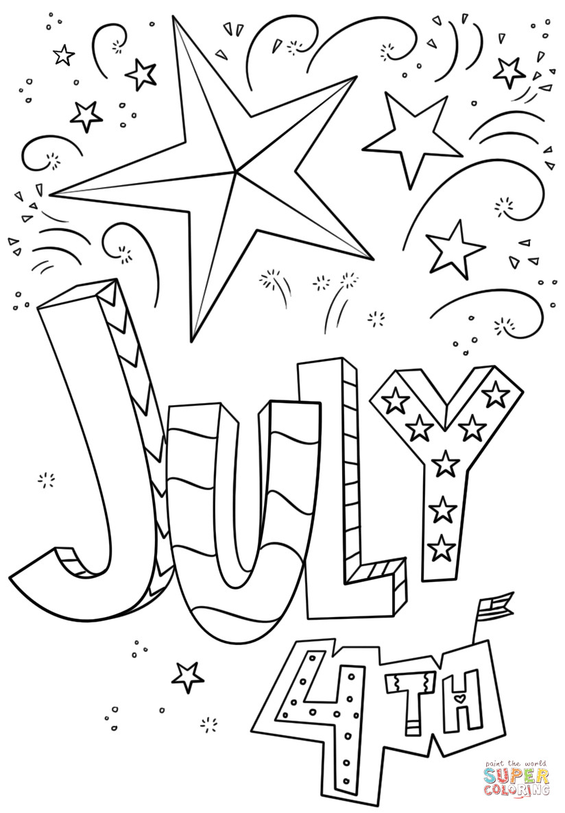 Fourth Of July Printable Coloring Pages
 4th of July Doodle coloring page