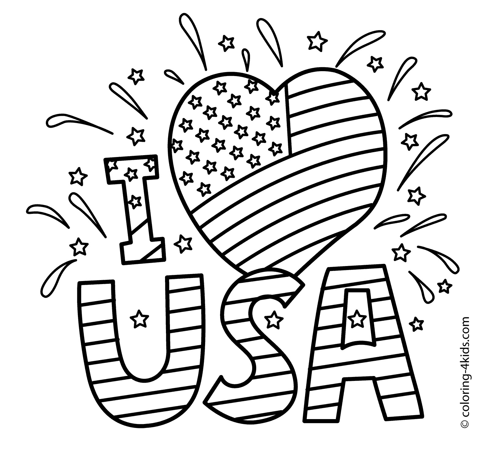 Fourth Of July Printable Coloring Pages
 I love USA coloring pages July 4 independence day