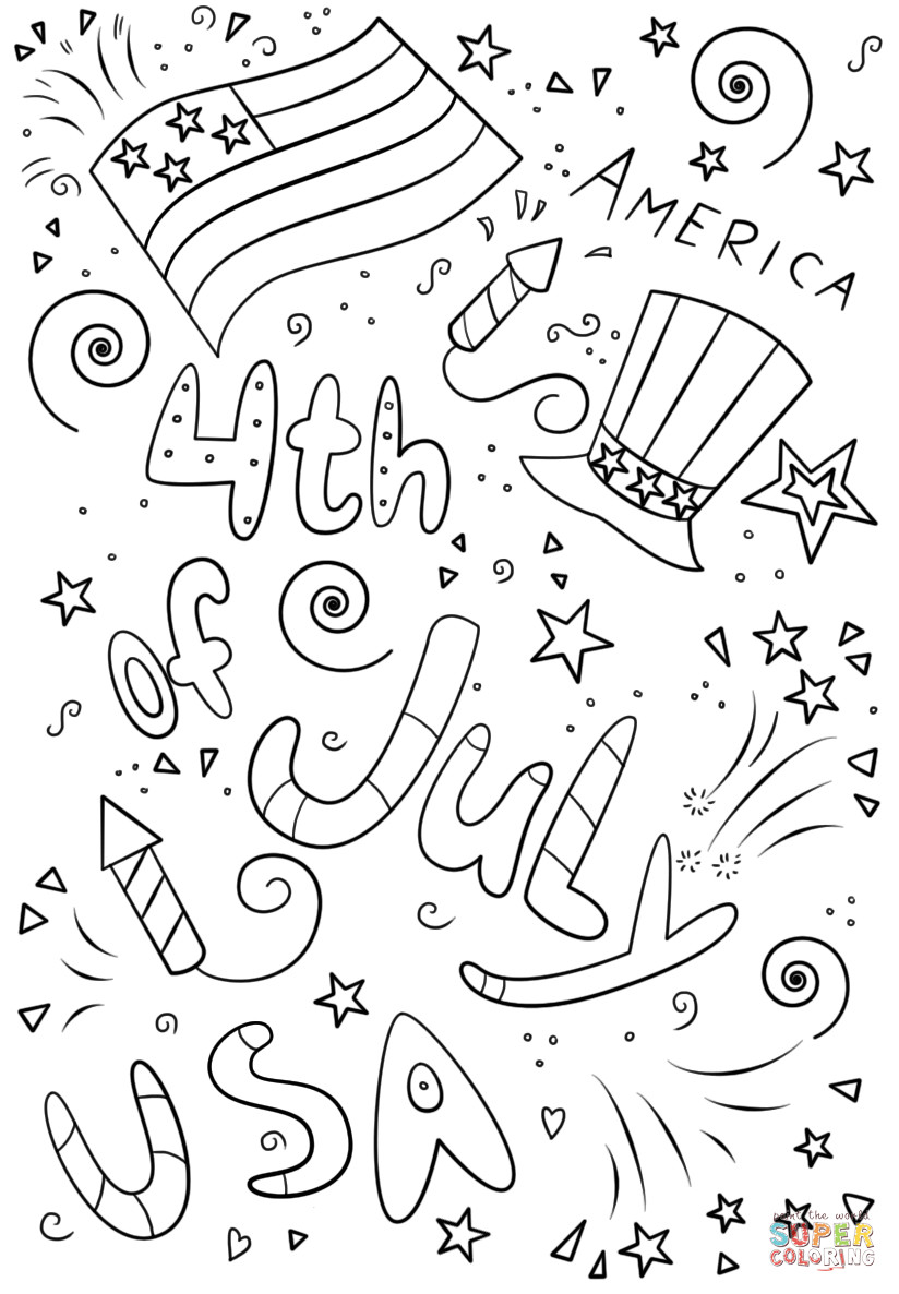 Fourth Of July Printable Coloring Pages
 4th of July Doodle coloring page
