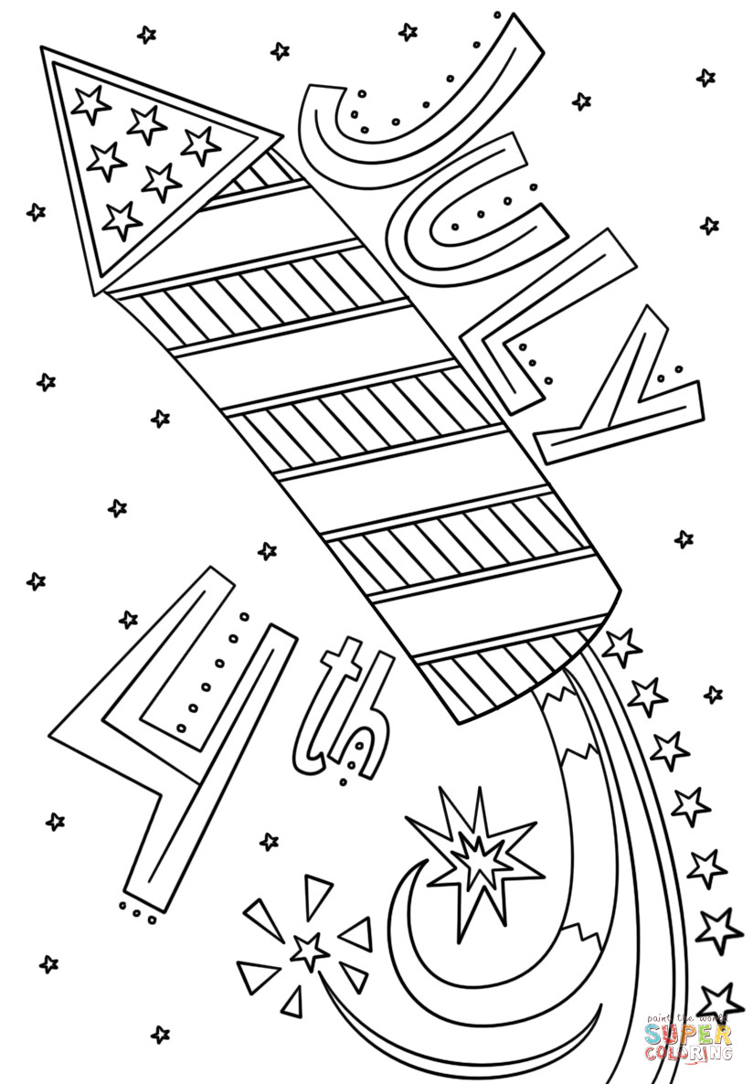 Fourth Of July Printable Coloring Pages
 Fourth of July Fireworks Doodle coloring page