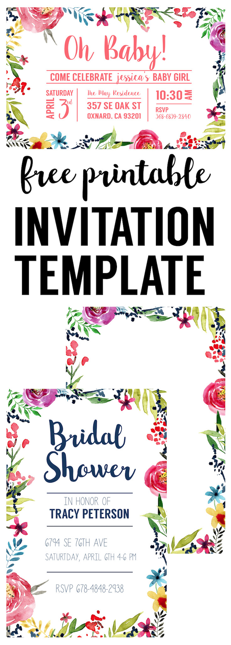 Free Birthday Invitations Templates
 Floral Borders Invitations Free Printable Invitation