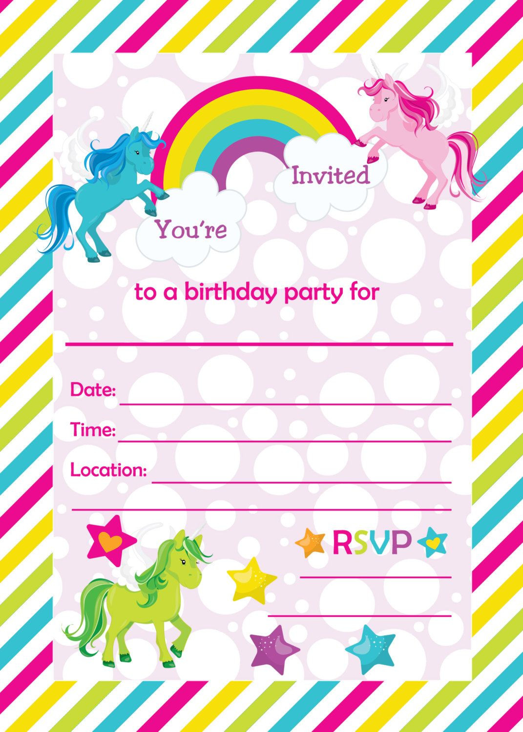 Free Birthday Invitations To Print
 FREE Printable Golden Unicorn Birthday Invitation Template