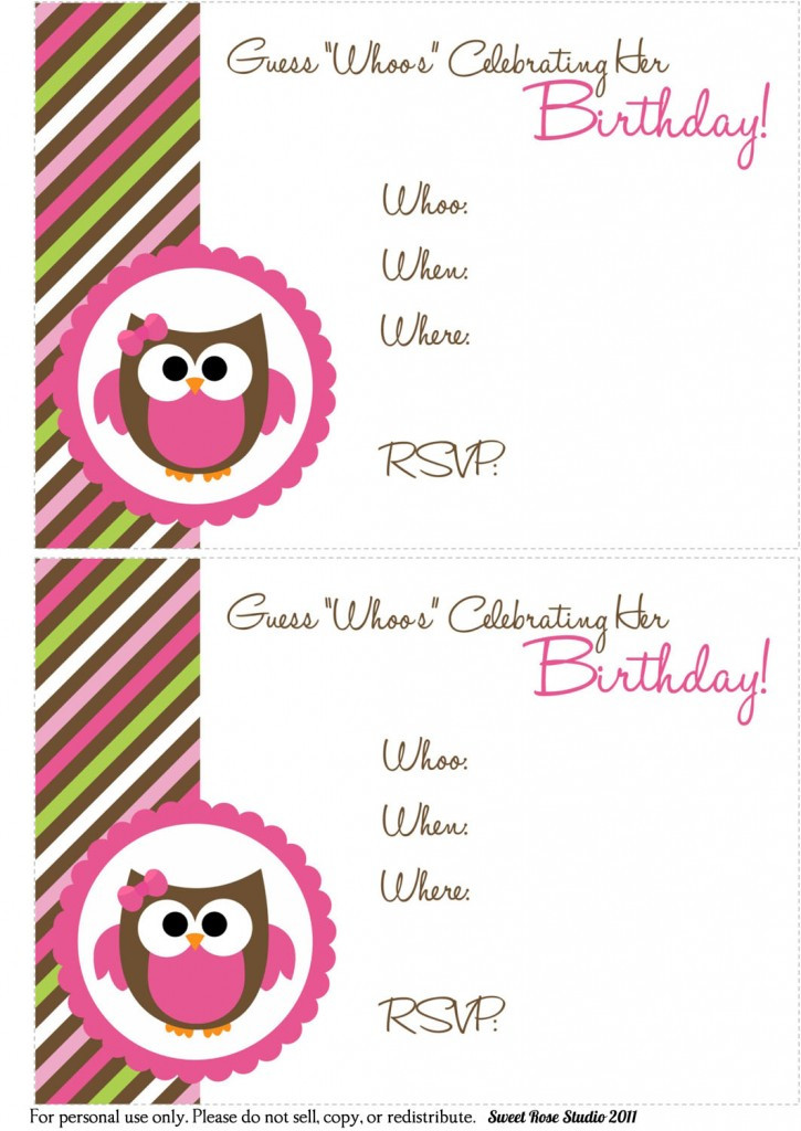 Free Birthday Invitations To Print
 41 Printable Birthday Party Cards & Invitations for Kids