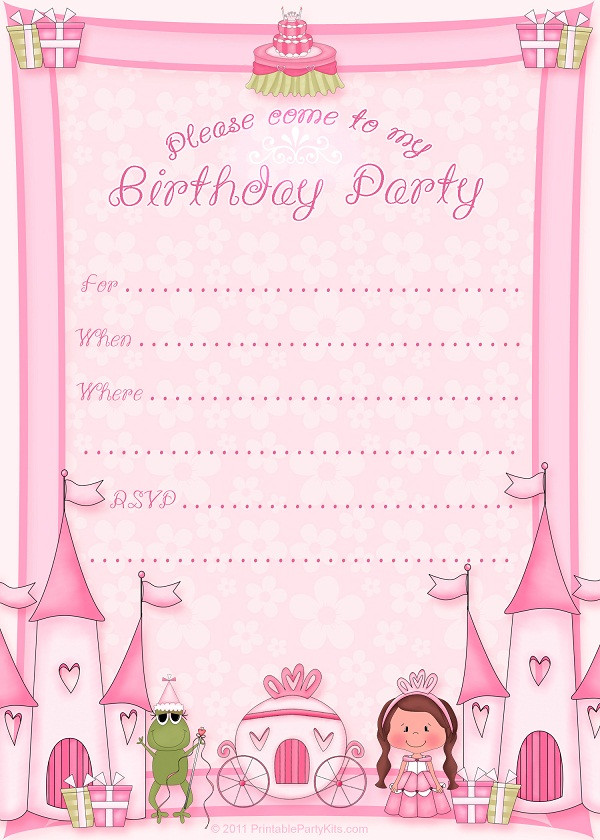 Free Birthday Invitations To Print
 Printable Birthday Invitations For Girls – Bagvania FREE