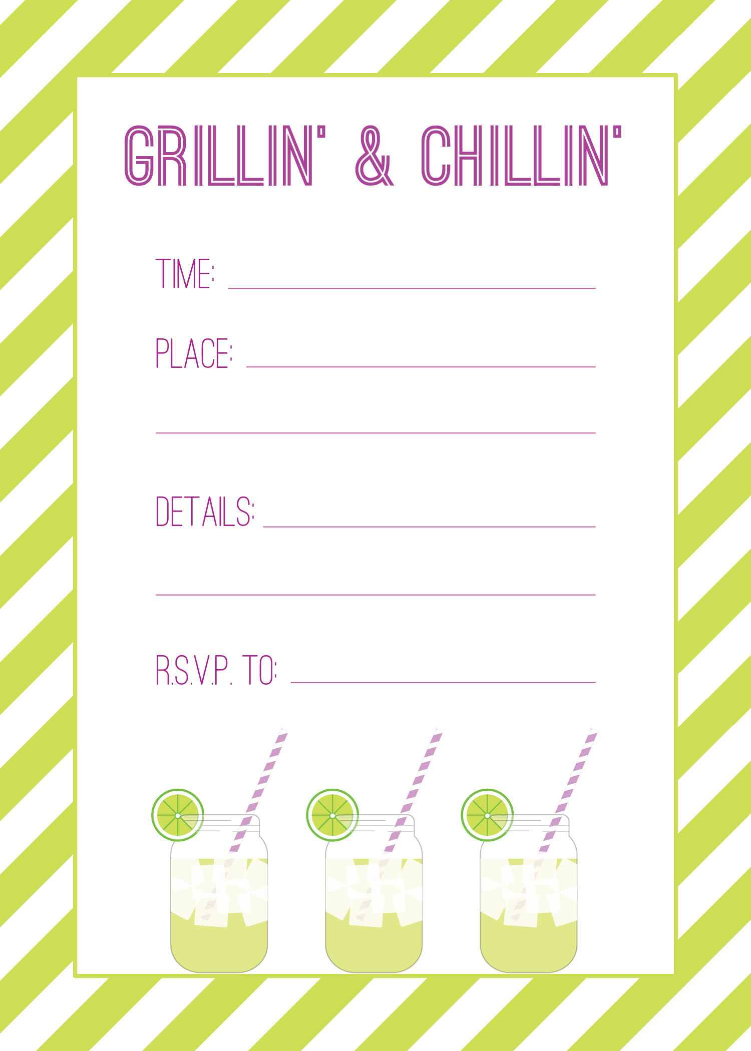 Free Birthday Invitations To Print
 Grillin’ & Chillin’ – Free Printable Cook Out Invitations