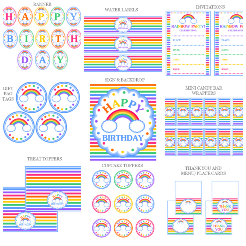 Free Birthday Party Printables Decorations
 Rainbow Birthday Party Printables