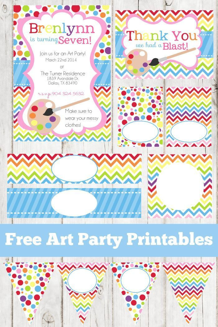 Free Birthday Party Printables Decorations
 Free Rainbow Art Party Printables