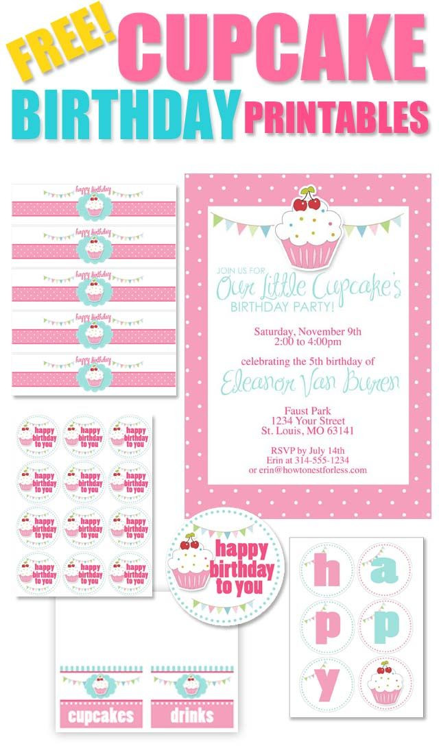 Free Birthday Party Printables Decorations
 Cupcake Birthday Party with FREE Printables