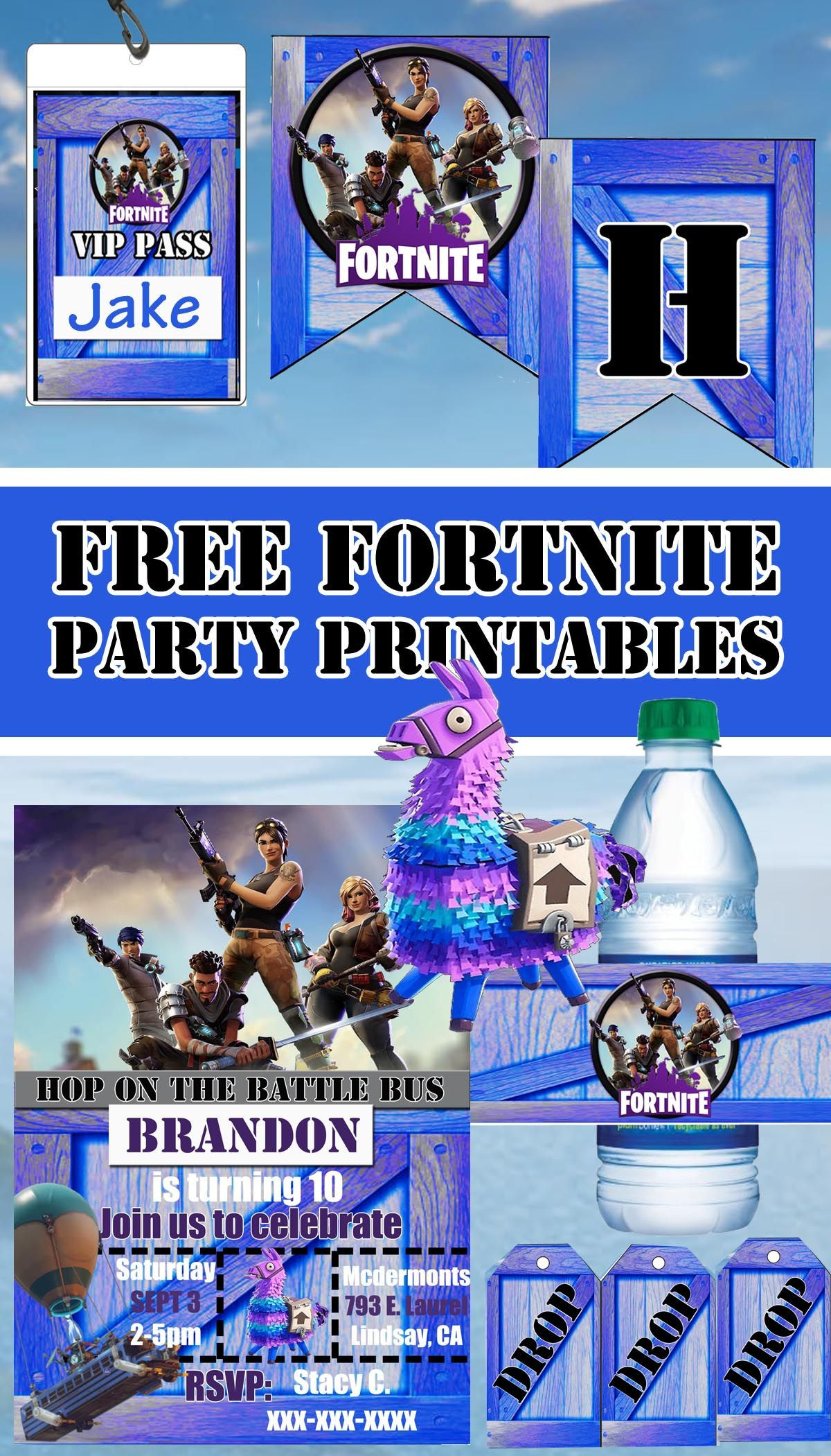 Free Birthday Party Printables Decorations
 Fortnite Birthday Party Printables