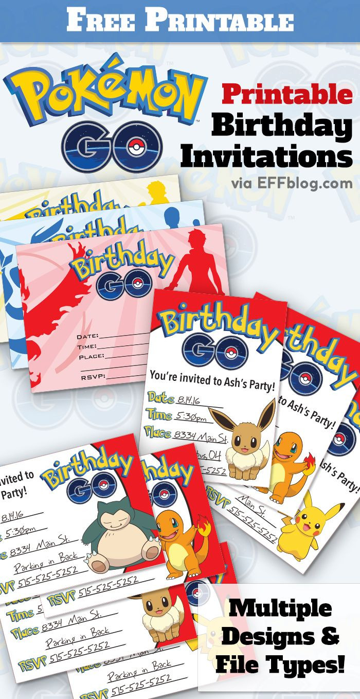 Free Birthday Party Printables Decorations
 Pokémon GO Birthday GO Free Printable Invitations