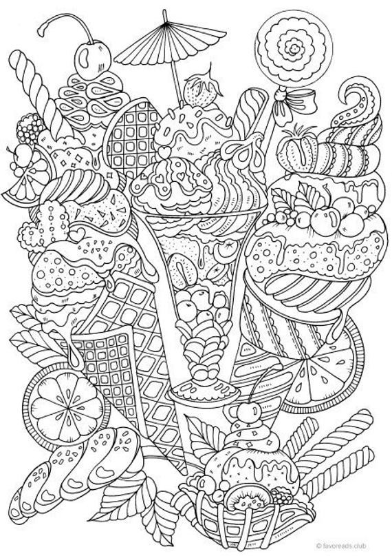 Free Coloring Pages For Adults Printable
 Ice Cream Printable Adult Coloring Page from Favoreads