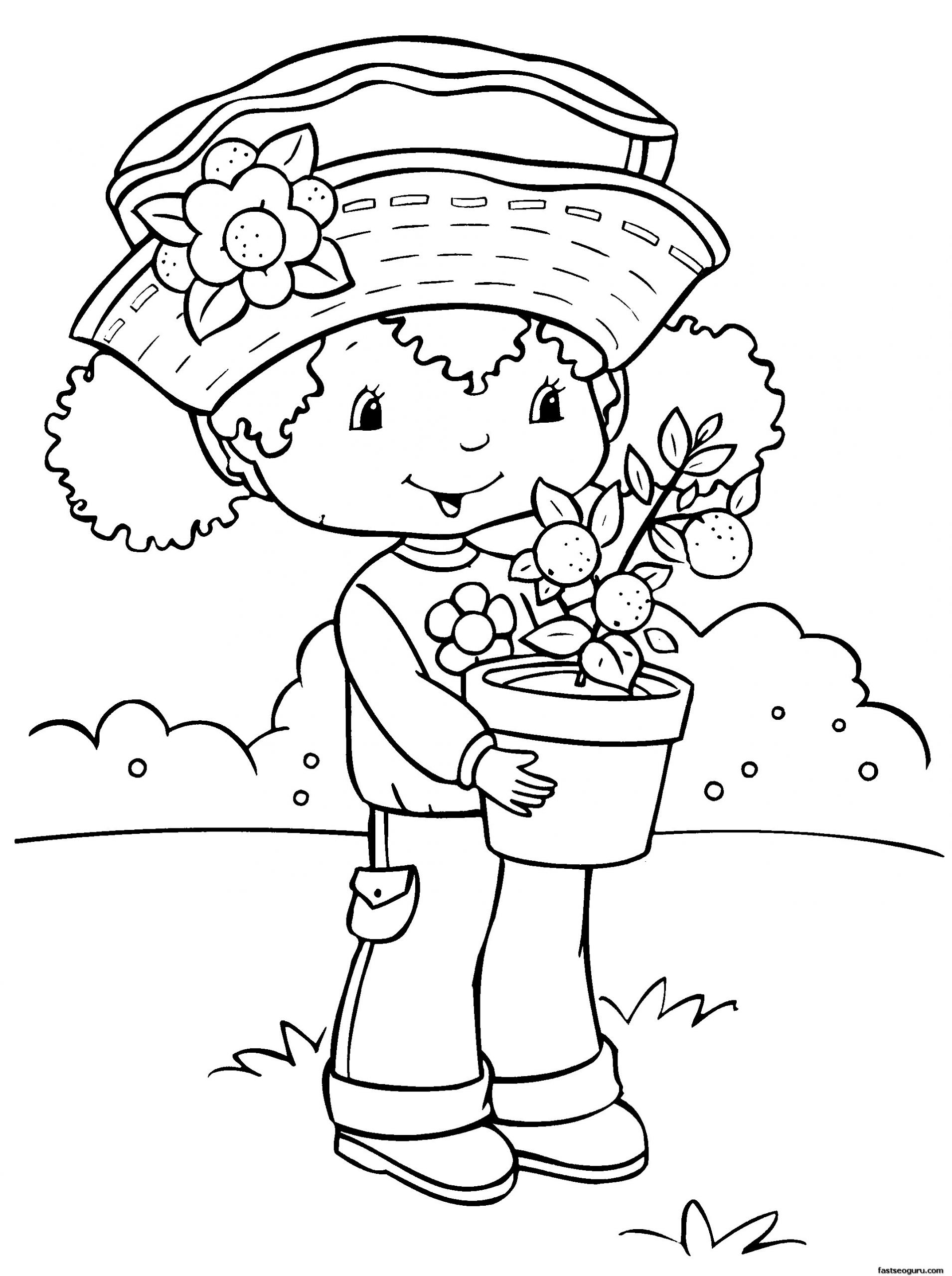 Free Coloring Pages For Girls
 Printable cartoon Strawberry Shortcake coloring pages for