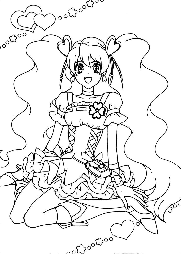 Free Coloring Pages For Girls
 Pretty cure anime girls coloring pages for kids printable