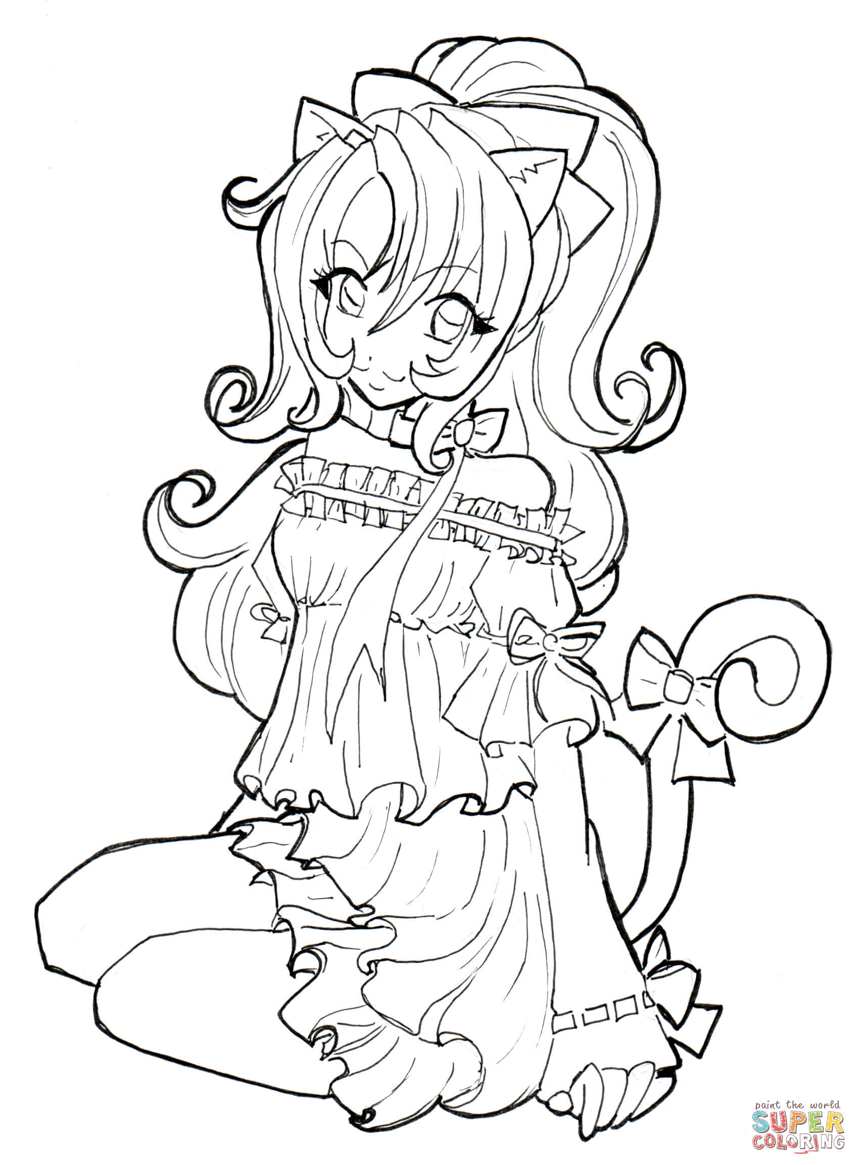 Free Coloring Pages For Girls
 Cat Girl coloring page