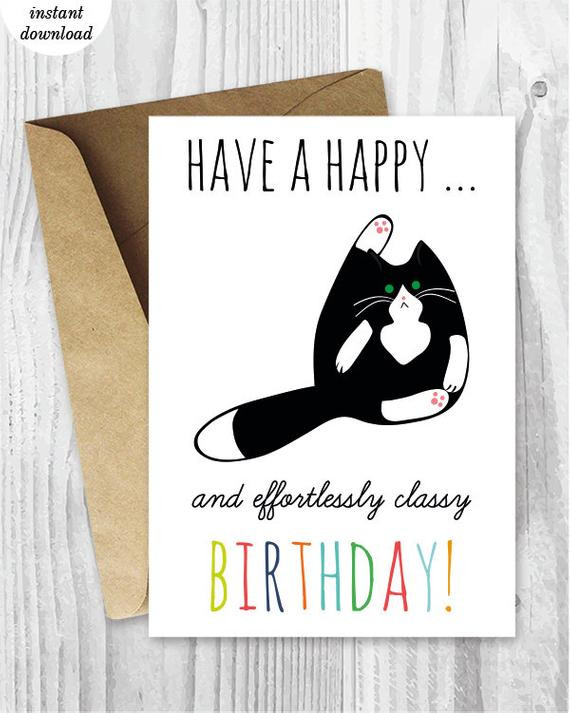 Free Funny Birthday Card
 Printable Birthday Cards Funny Cat Birthday Cards Instant