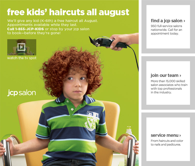 Free Kids Haircuts
 Free Haircut for Kids at JCPenney Back To School Deal