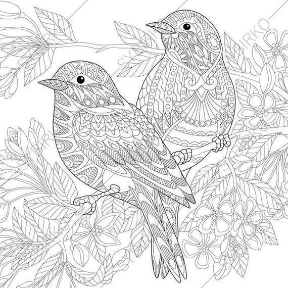 Free Printable Bird Coloring Pages
 Adult Coloring Pages Sparrow Birds Zentangle Doodle Coloring