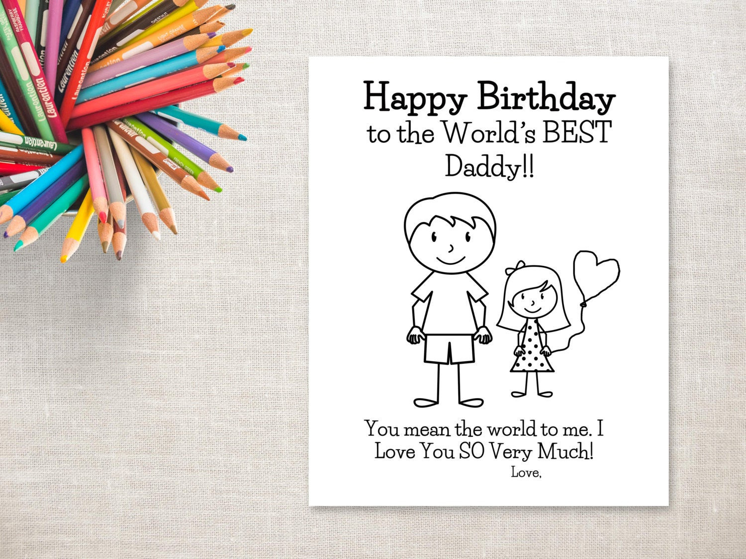 Free Printable Birthday Cards For Dad
 Birthday Coloring Printable Girl & Dad Birthday Card to