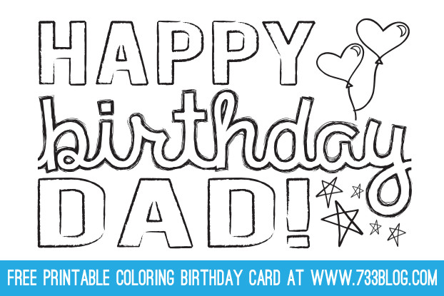 Free Printable Birthday Cards For Dad
 DAD GRANDPA Printable Coloring Birthday Cards