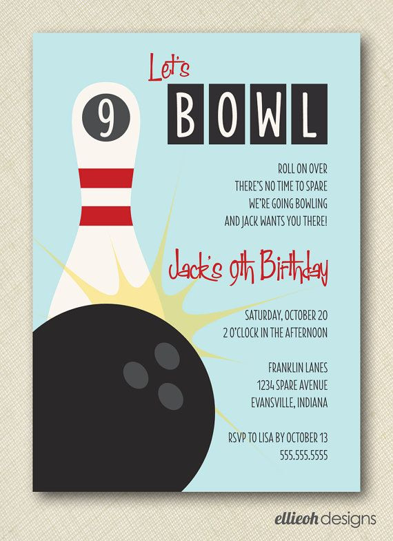 Free Printable Bowling Birthday Party Invitations
 retro inspired let s bowl bowling birthday