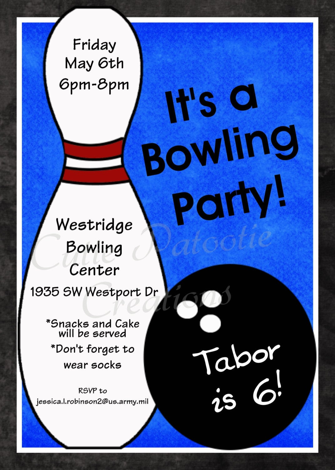Free Printable Bowling Birthday Party Invitations
 Bowling Birthday Invitation Printable or Printed Party Invite