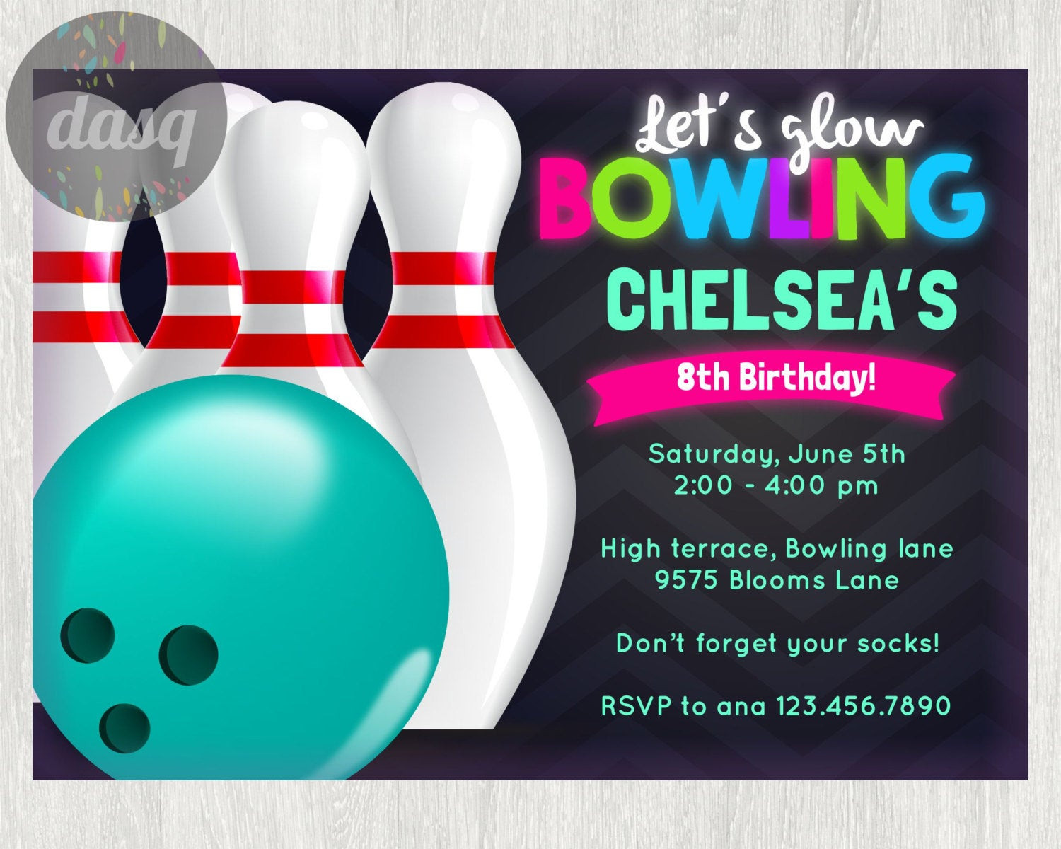 Free Printable Bowling Birthday Party Invitations
 INSTANT DOWNLOAD Bowling Invitation Printable Bowling