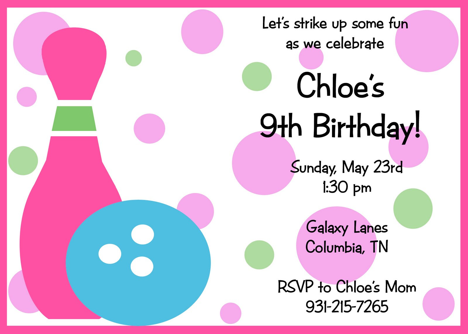 Free Printable Bowling Birthday Party Invitations
 Free Printable Bowling Birthday Party Invitations
