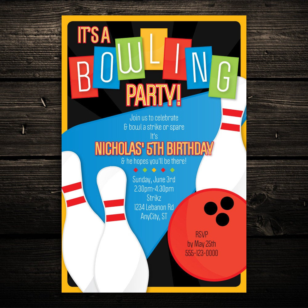 Free Printable Bowling Birthday Party Invitations
 Printable Bowling Invitation Retro Bowling by