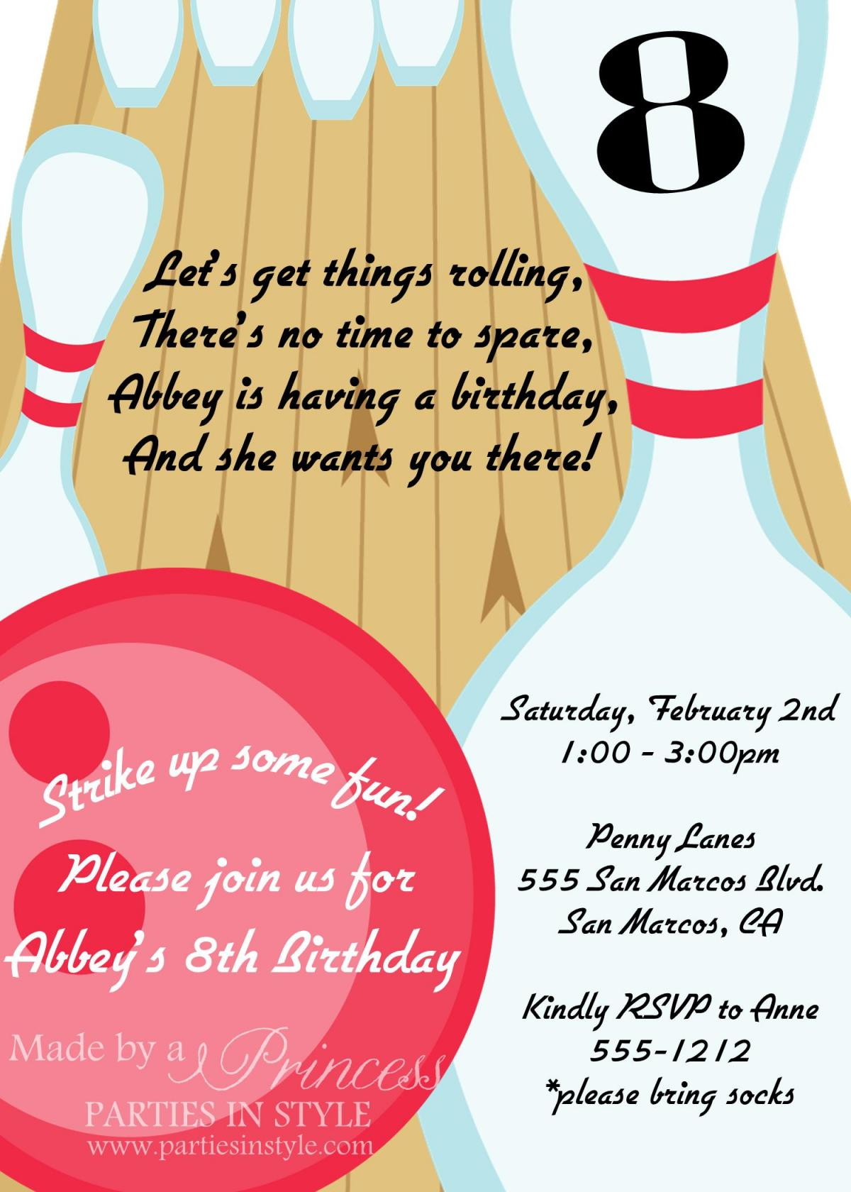 Free Printable Bowling Birthday Party Invitations
 Bowling Birthday Party Printable Invitation DIY Pink