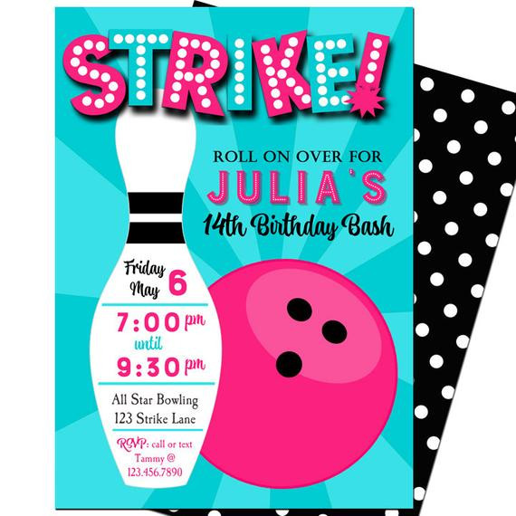Free Printable Bowling Birthday Party Invitations
 Bowling Invitation Printable or Printed with FREE SHIPPING