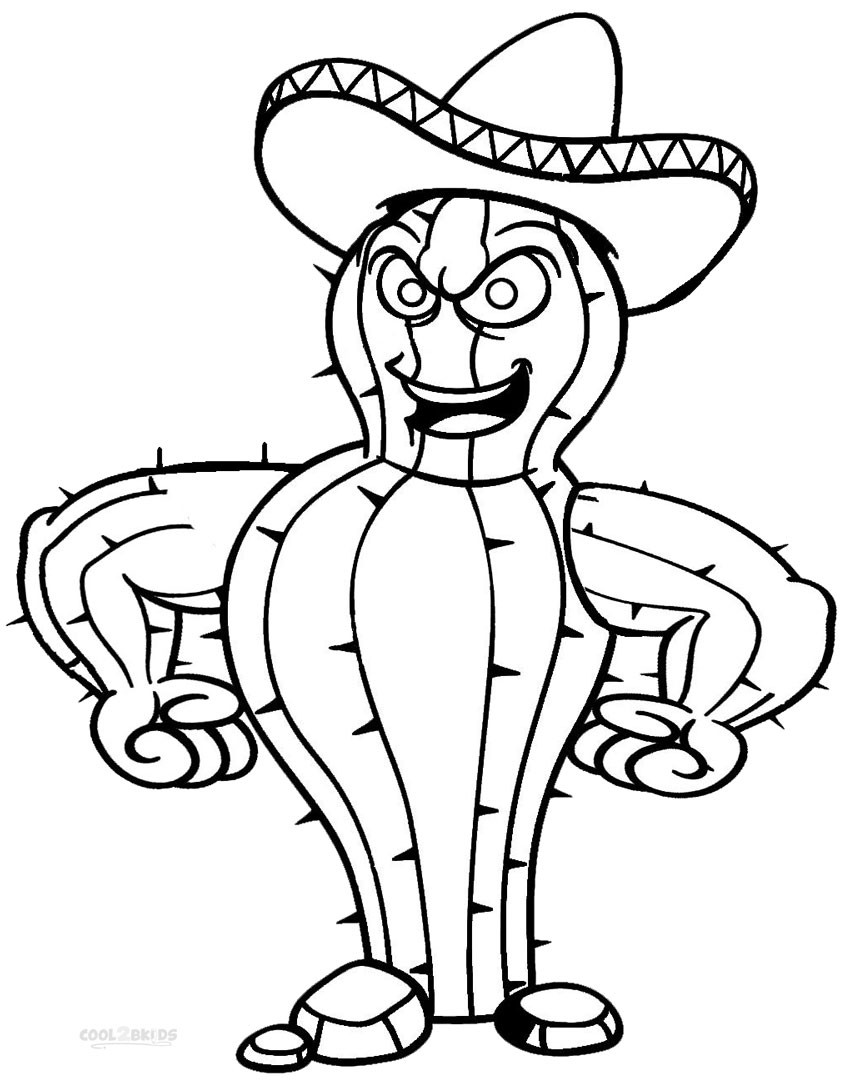 Free Printable Cactus Coloring Pages
 Printable Cactus Coloring Pages For Kids