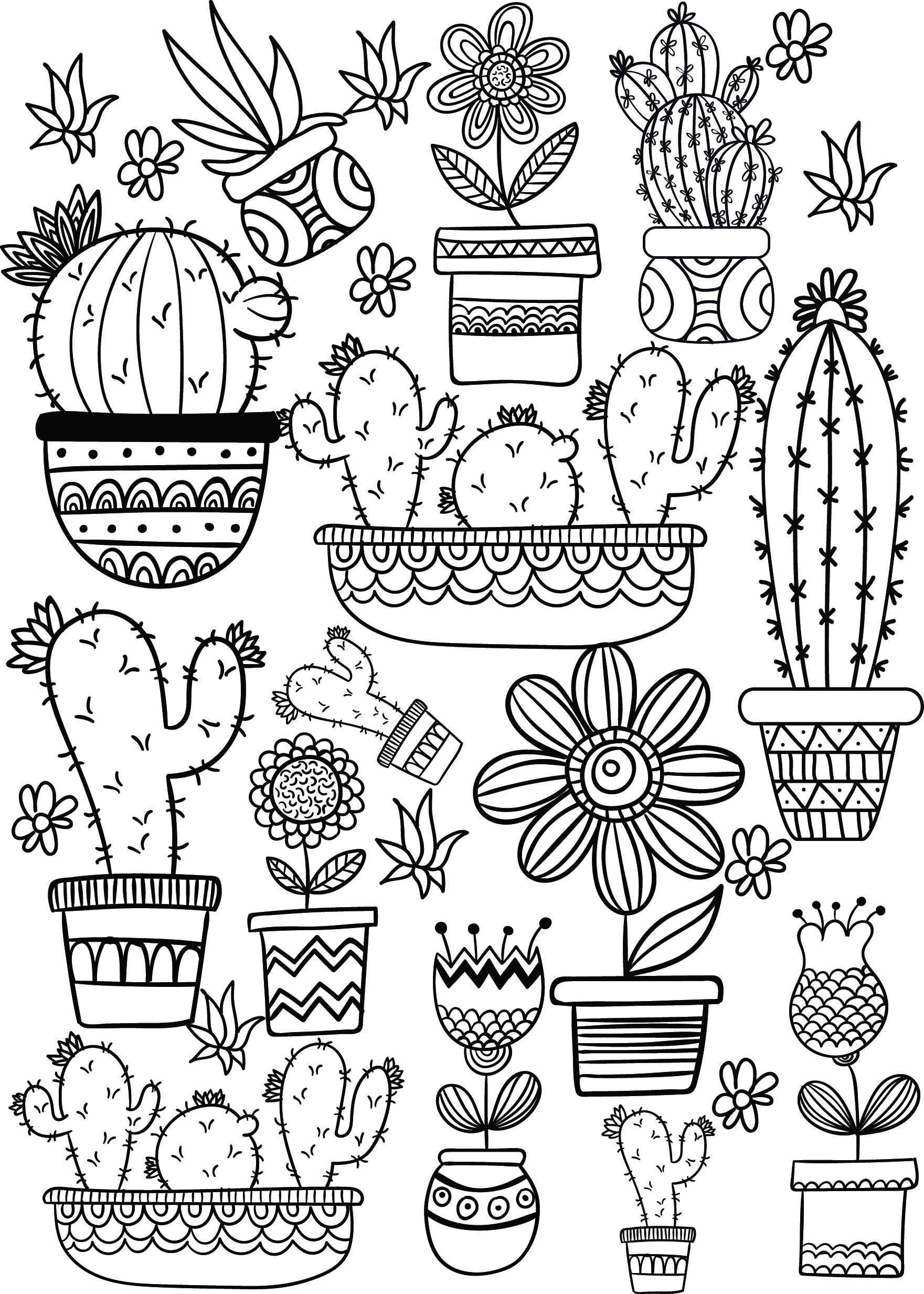 Free Printable Cactus Coloring Pages
 Cactus and Succulent Printable Adult Coloring Pages