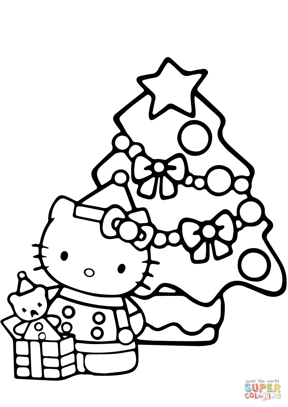 Free Printable Coloring Pages Christmas
 Hello Kitty Christmas coloring page