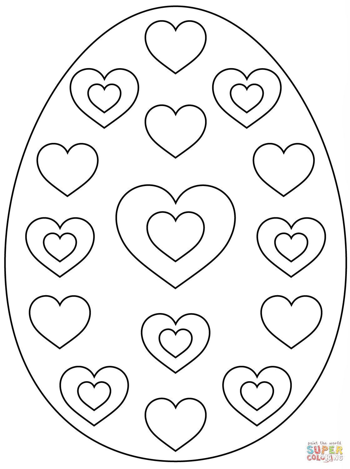 Free Printable Easter Egg Coloring Pages
 Easter Egg with Hearts coloring page