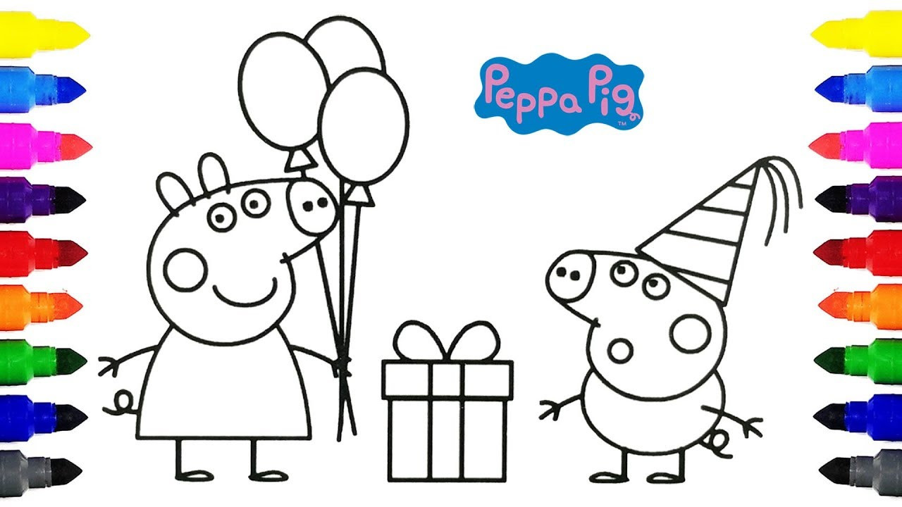 Free Printable Peppa Pig Coloring Pages
 Peppa Pig Happy Birthday Coloring Pages for Kids