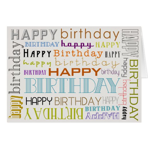Free Text Birthday Cards
 Uni Multicolor Happy Birthday Text Bday Card