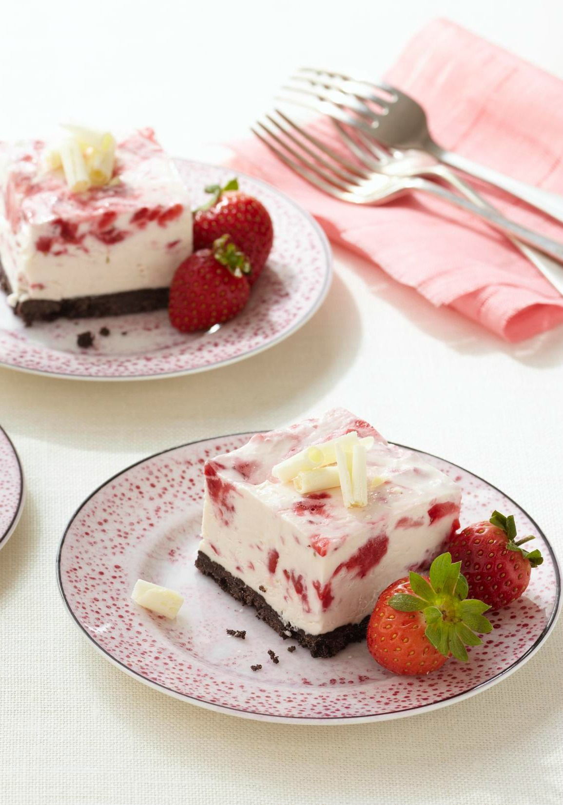 Freezer Desserts Recipes
 Frozen Strawberry White Chocolate Mousse Squares
