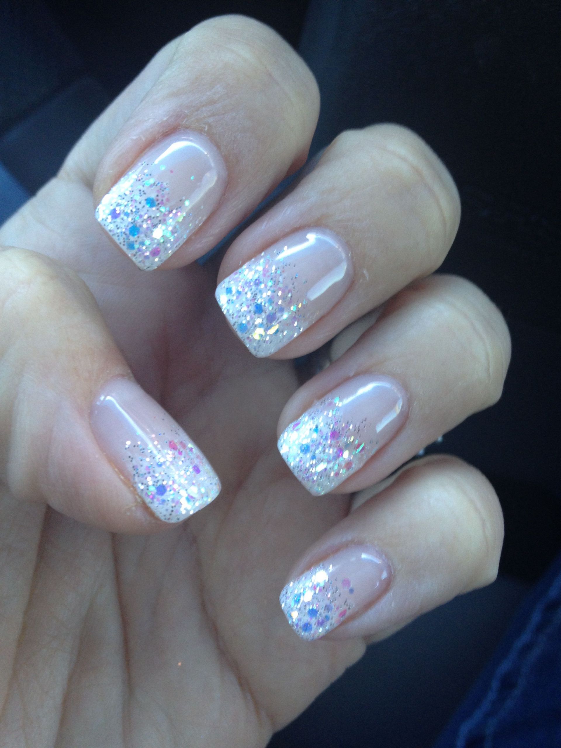 French Glitter Nails
 The perfect glitter french fade mani