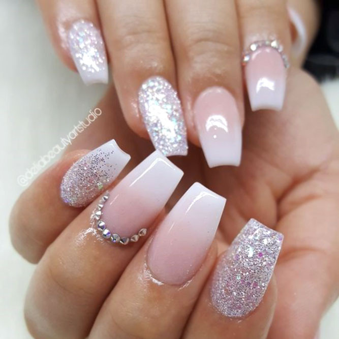French Glitter Nails
 35 Outstanding Short Coffin Nails Design Ideas