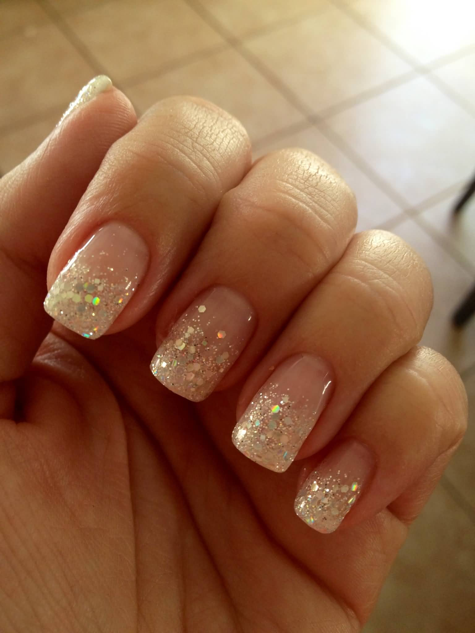 French Glitter Nails
 50 Most Beautiful Glitter French Tip Nail Art Design Ideas