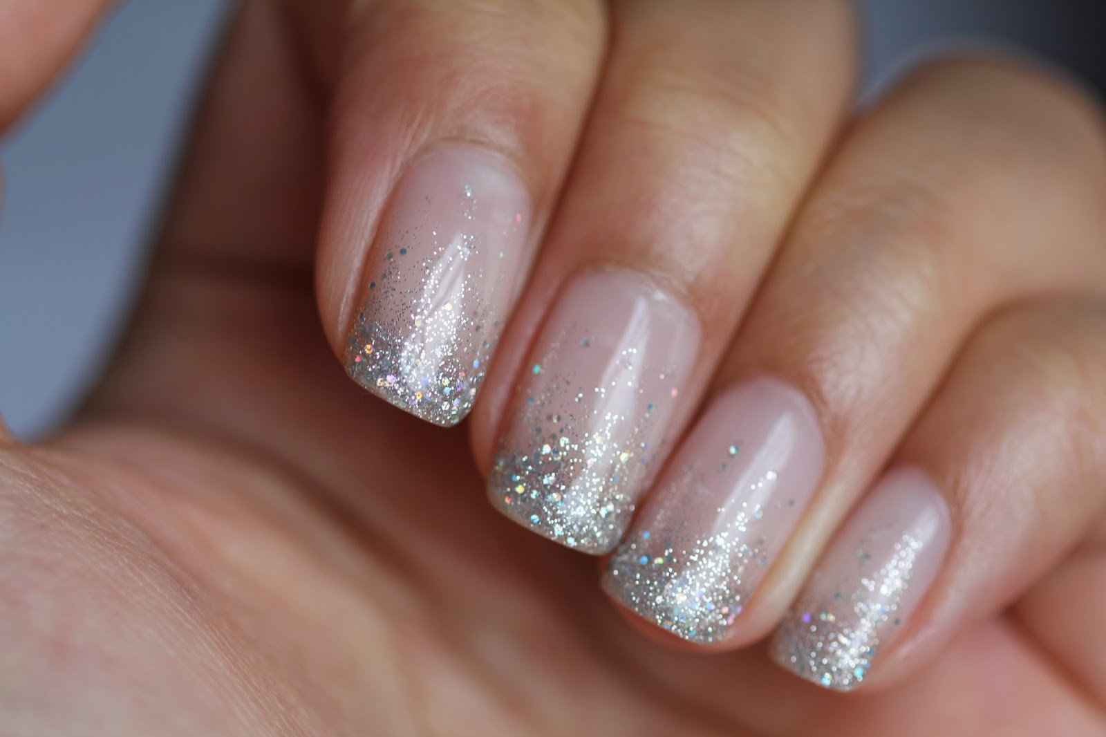 French Glitter Nails
 DSK Steph Cindy s Nails Glitter Waterfall Shellac Nails
