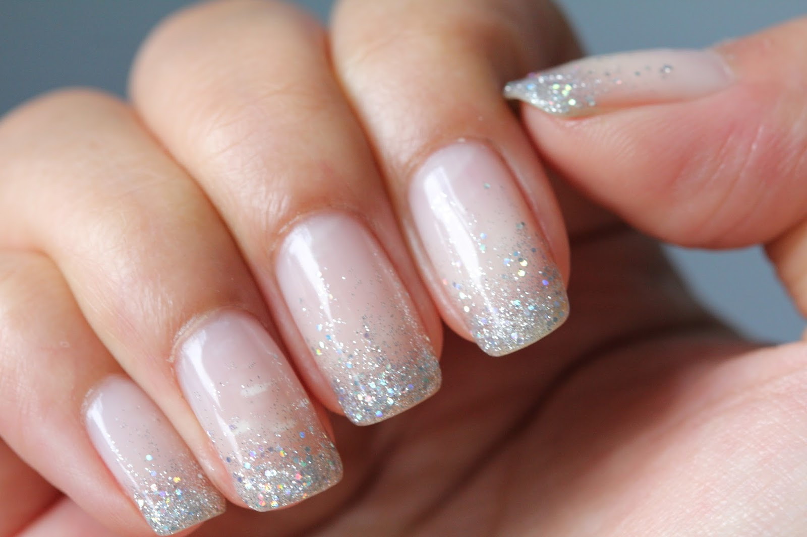 French Glitter Nails
 DSK Steph Cindy s Nails Glitter Waterfall Shellac Nails