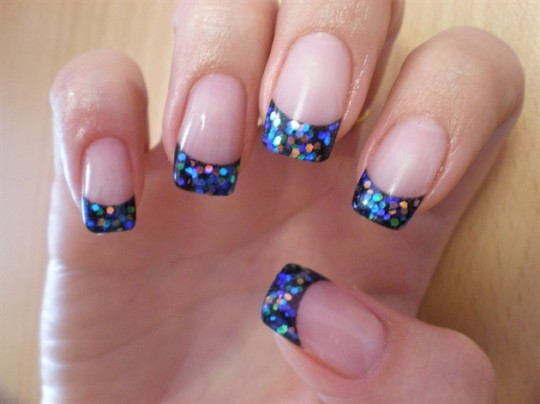 French Glitter Nails
 Vintage Nail Art Ideas Day to Night