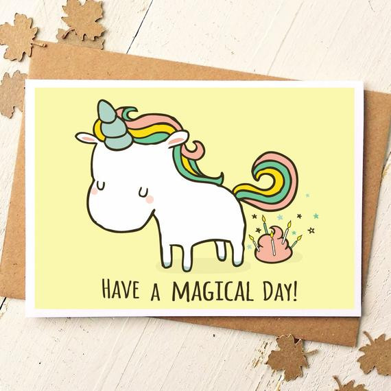 Fun Birthday Cards
 Unicorn Card Funny Birthday Card Unicorn Birthday Card