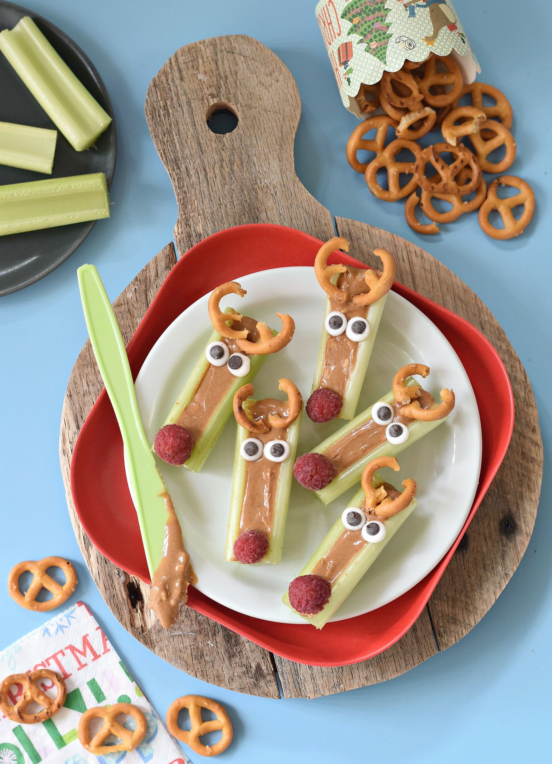 Fun Healthy Recipes For Kids
 Peanut Butter Celery Reindeer Sticks Fork and Beans