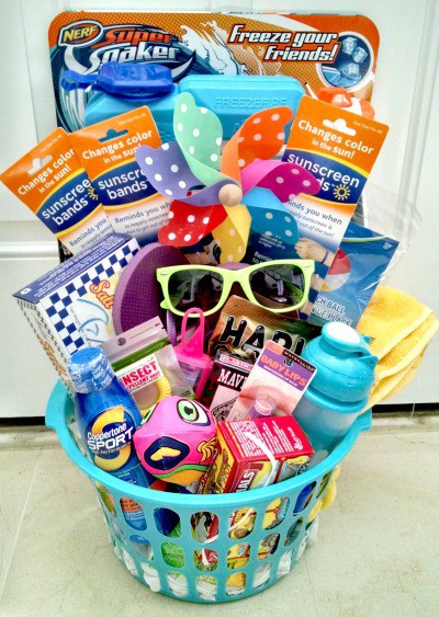 Fun In The Sun Gift Basket Ideas
 Sun Safety with Sunscreen Bands Stuffed Suitcase